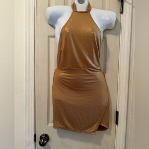 Dark tannish gold Shejn seas with a metallic sheen size small dress